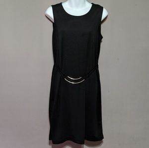 Black dress with silver belt embellishment